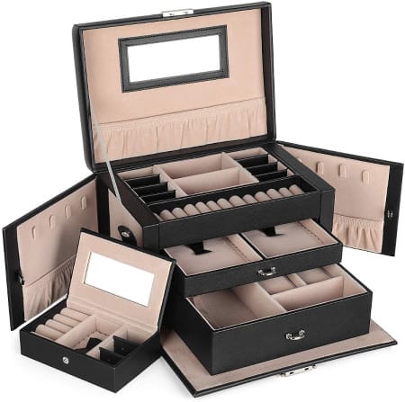 lockable faux leather jewelry box