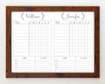 framed chore chart whiteboard