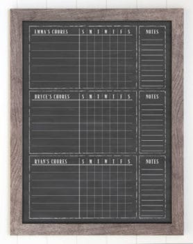 framed chalkboard chore chart