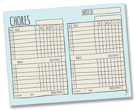 Weekly Chore Chart For Kids