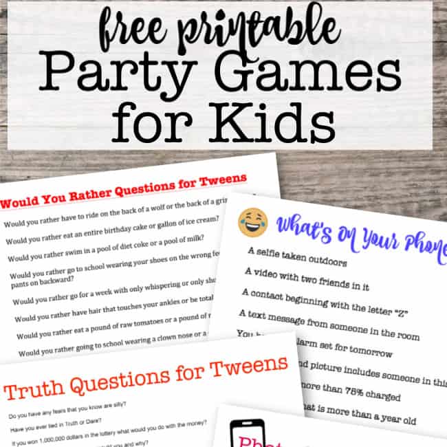 Free Printable Birthday Party Games