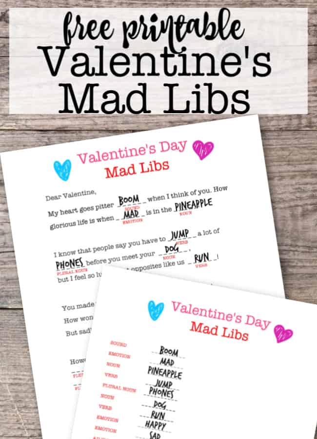 Do your kids love Mad Libs? Mine sure do! This Valentines Mad Libs is a fun game is play together in pairs or groups at school parties, on playdates, or even as a family around the dinner table!