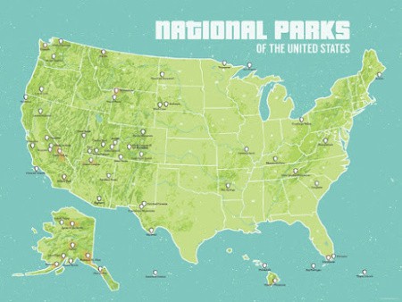 National Parks Map of the USA