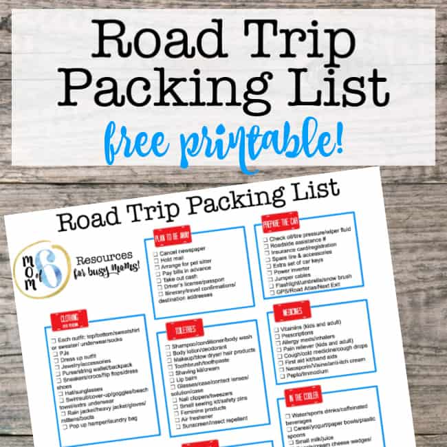 Road trip sales packing list