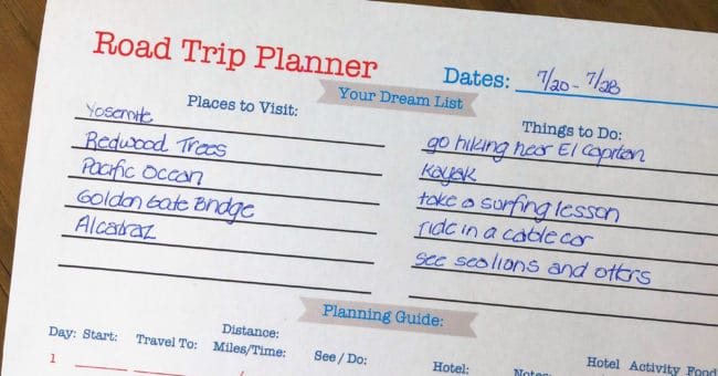 the dream list of a road trip planner