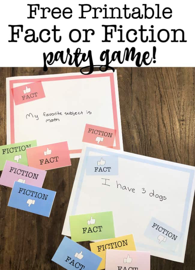 This fun and free printable Fact or Fiction game can be played at kids birthday parties where guests might know each other well, or it makes for a great icebreaker game for a youth group among kids who are just getting acquainted! Free Printable download!