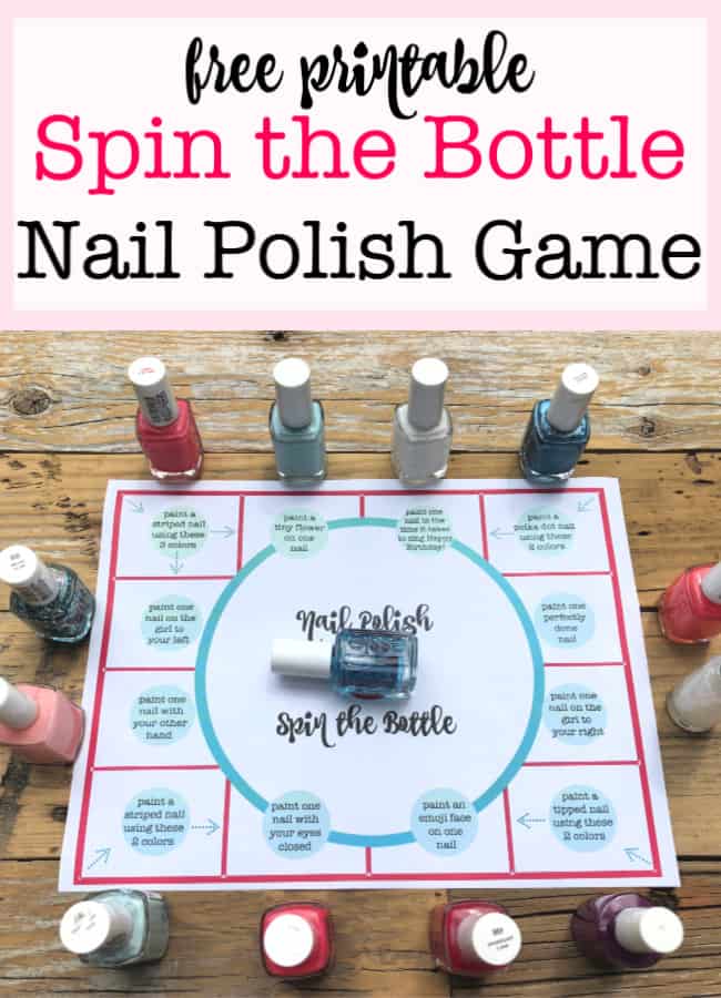 If you are planning a sleepover party for your daughter, and are looking for some fun party games to play- this Spin the Bottle Nail Polish Game is tons of fun! I'll show you how to set up the game, and you can download the game board for free at the bottom of this post!