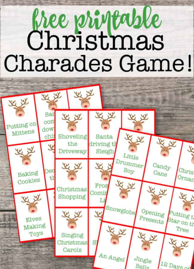 Christmas Charades Game Printable Game Cards Game Car