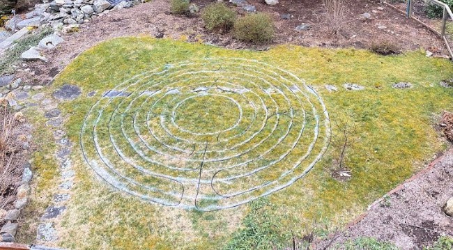 Labyrinth before the white paint has grown out